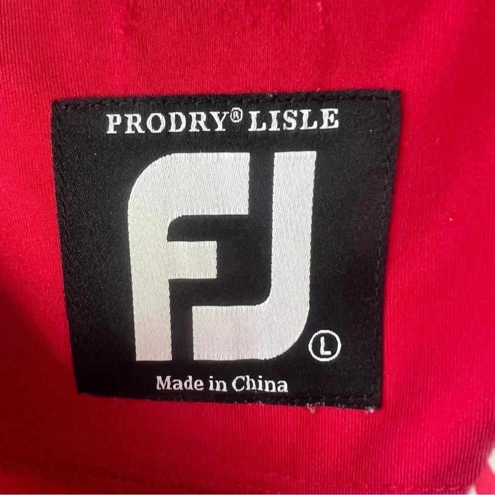 FOOTJOY Projoy Lisle Solid Red Short Sleeve Polo Shirt Golf Style Size large - Picture 6 of 10